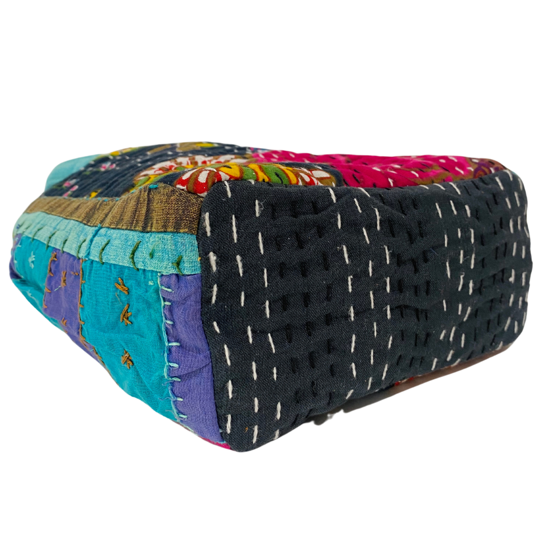 Botanical Mini Tote in Black & Turquoise Multi