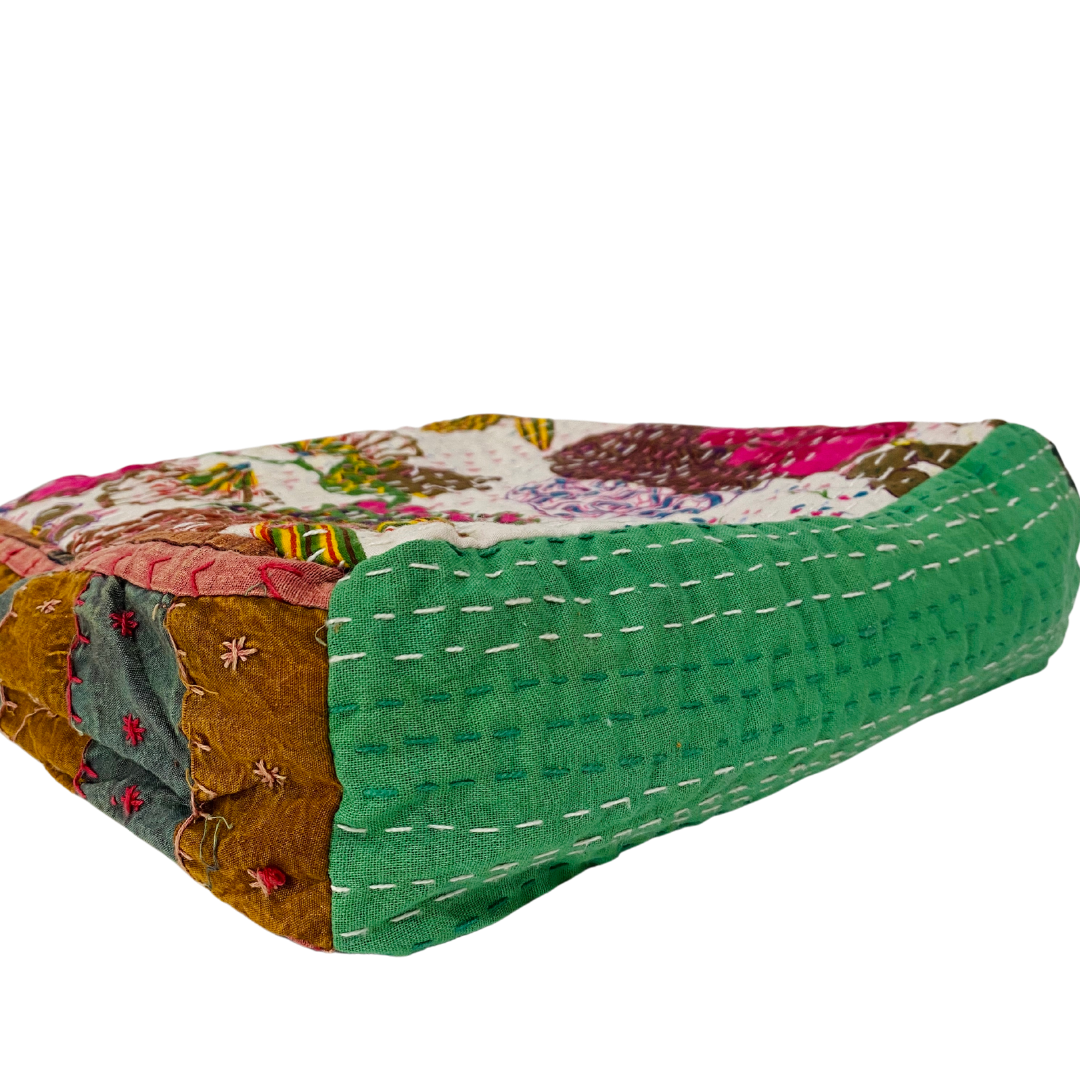 Botanical Midi Tote in Black, White, Rust Multi