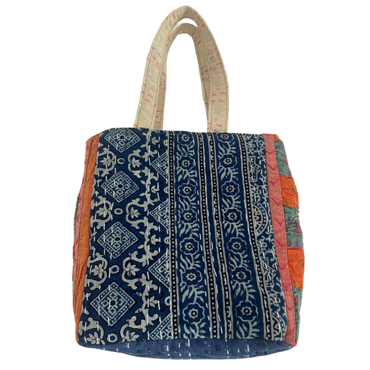 Motif Mini Tote in Blue & Orange Multi