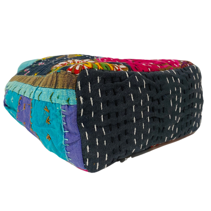 Botanical Mini Tote in Black & Turquoise Multi