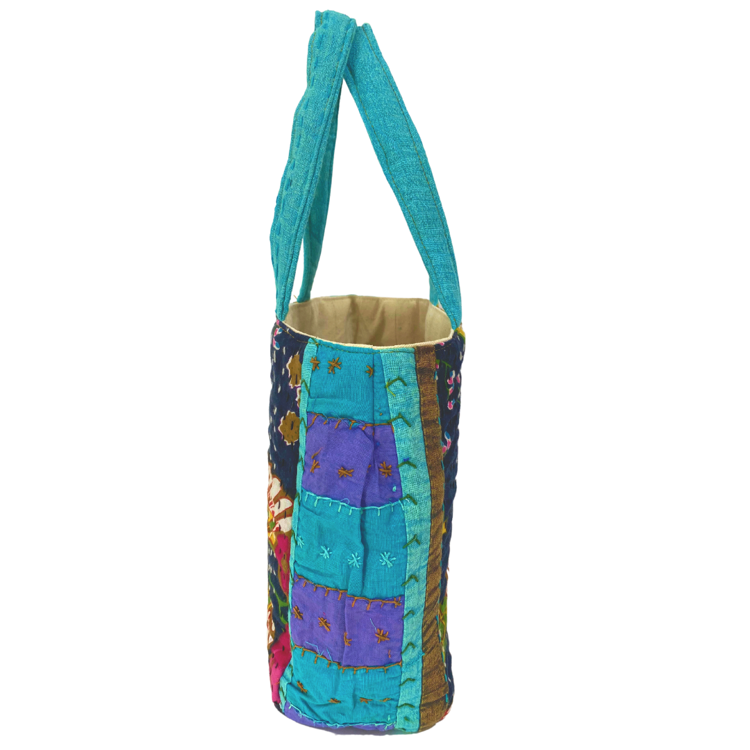 Botanical Mini Tote in Black & Turquoise Multi