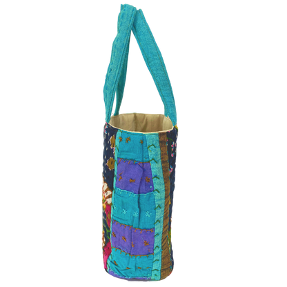 Botanical Mini Tote in Black & Turquoise Multi