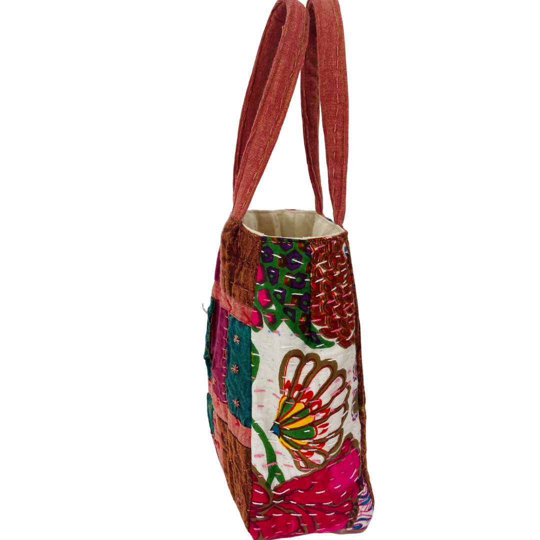 Botanical Mini Tote in Mauve & White Botanical Multi