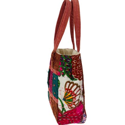 Botanical Mini Tote in Mauve & White Botanical Multi