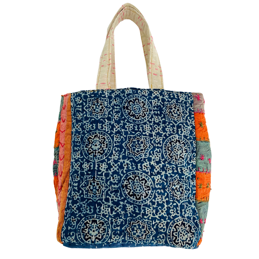 Motif Mini Tote in Blue & Orange Multi