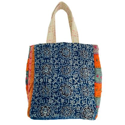 Motif Mini Tote in Blue & Orange Multi