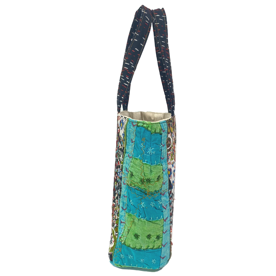 Paisley Mini Tote in Black & Turquoise Multi