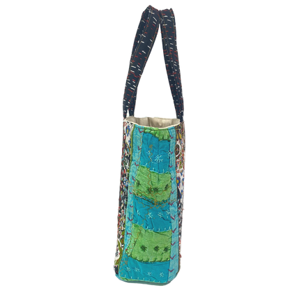 Paisley Mini Tote in Black & Turquoise Multi