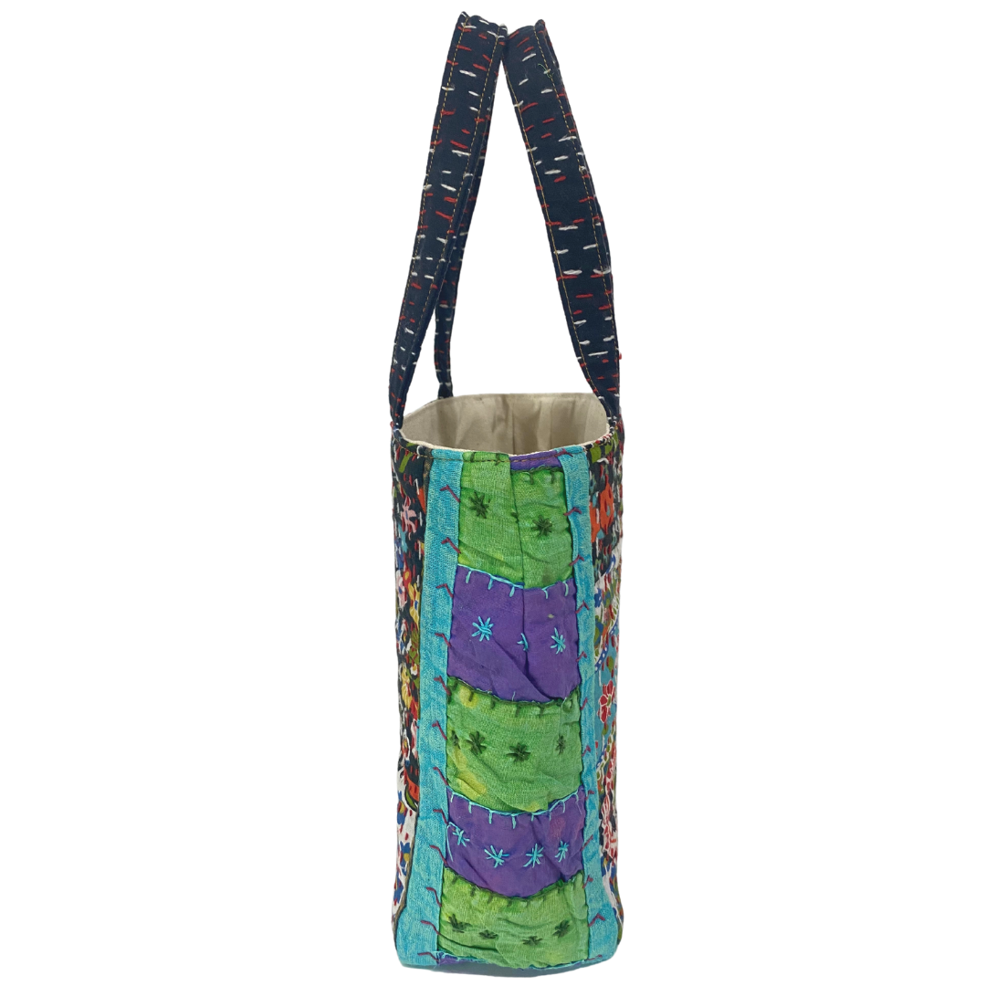 Paisley Mini Tote in Black & Turquoise Multi