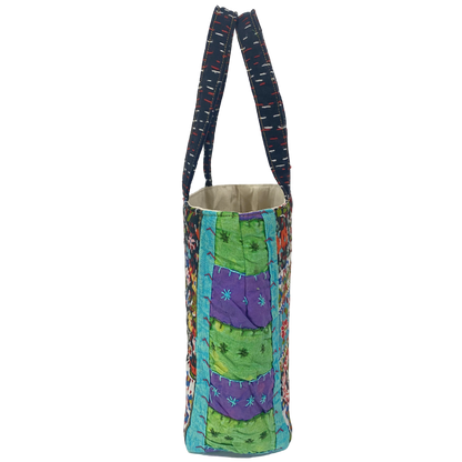 Paisley Mini Tote in Black & Turquoise Multi