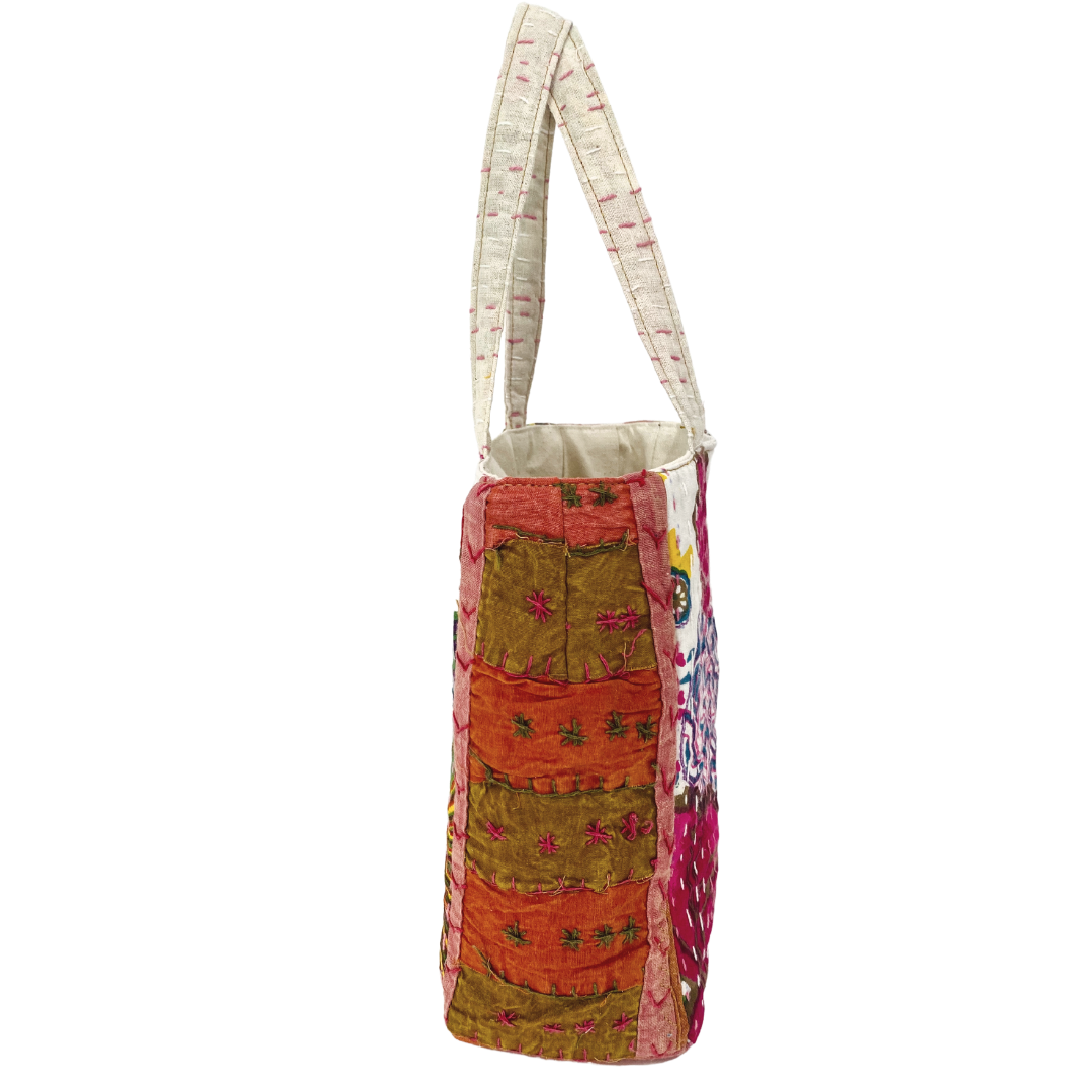 Botanical Mini Tote in White & Mauve Multi