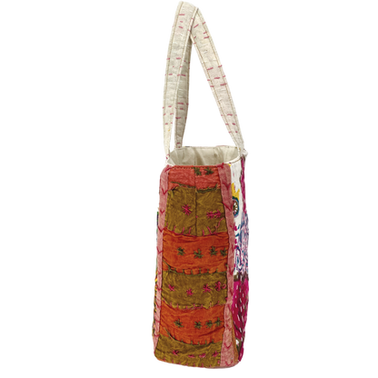 Botanical Mini Tote in White & Mauve Multi