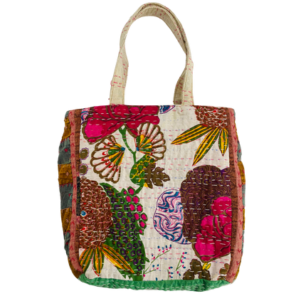 Botanical Midi Tote in Black, White, Rust Multi