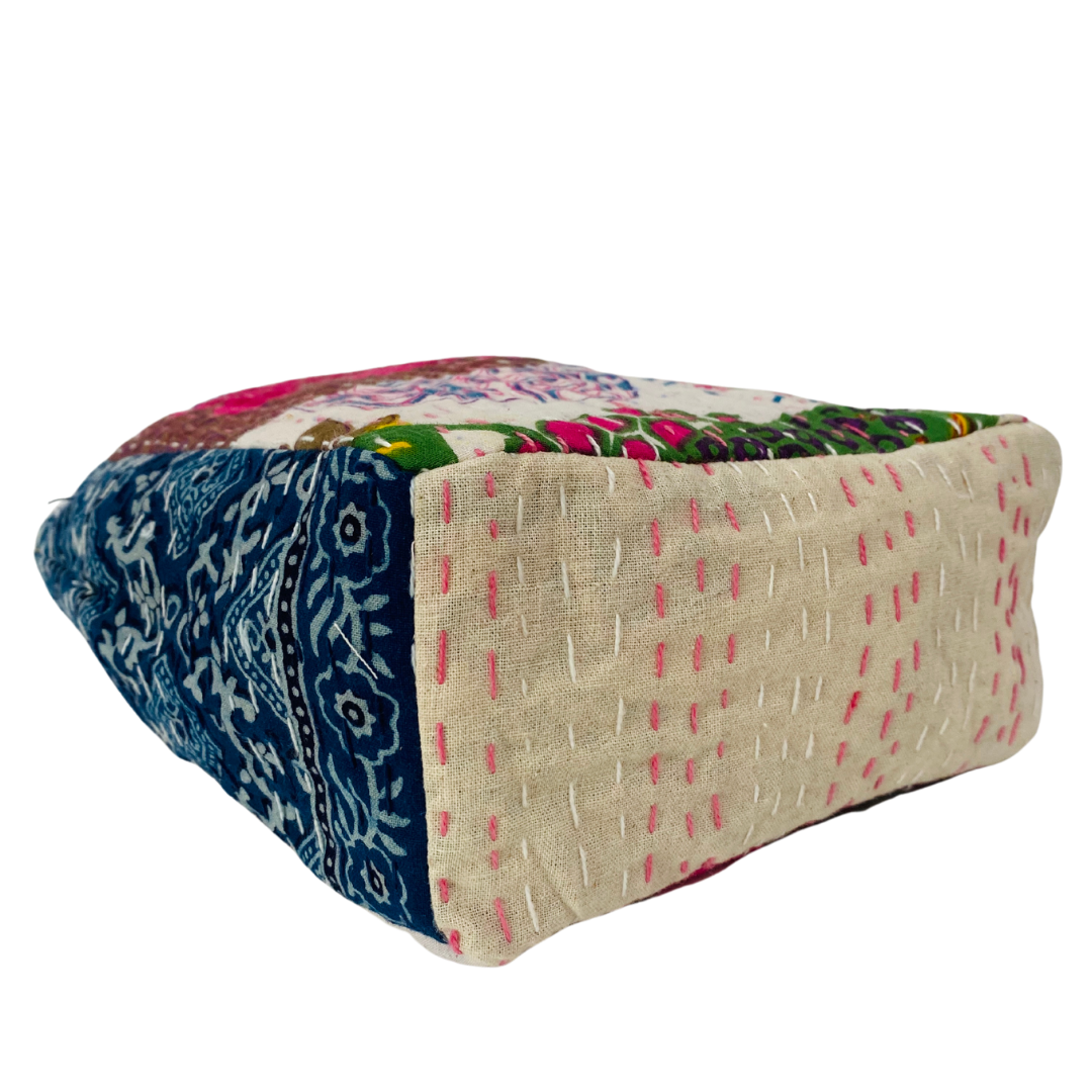 Botanical Mini Tote in White & Blue Motif