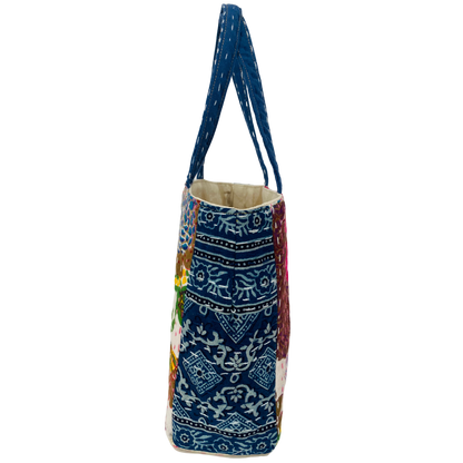 Botanical Mini Tote in White & Blue Motif